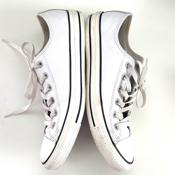 Converse Chick Taylor All Star White Leather Sneakers Size 8 - Picture 5 of 15
